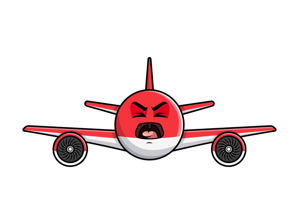 Yelling airplane emoticon. PNG - JPG and vector EPS file formats (infinitely scalable). Image isolated on transparent background.