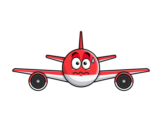 Nervous airplane emoticon. PNG - JPG and vector EPS file formats (infinitely scalable). Image isolated on transparent background.