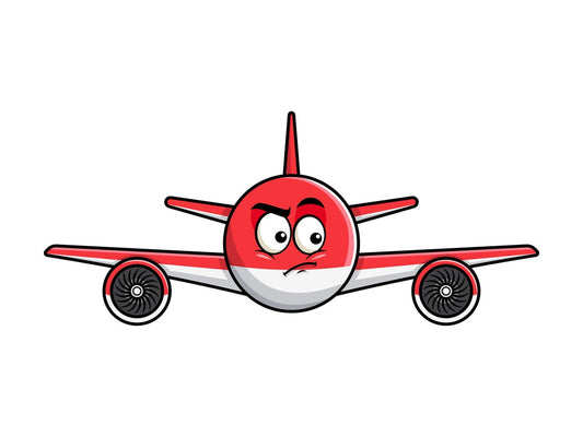 Irritated airplane emoticon. PNG - JPG and vector EPS file formats (infinitely scalable). Image isolated on transparent background.
