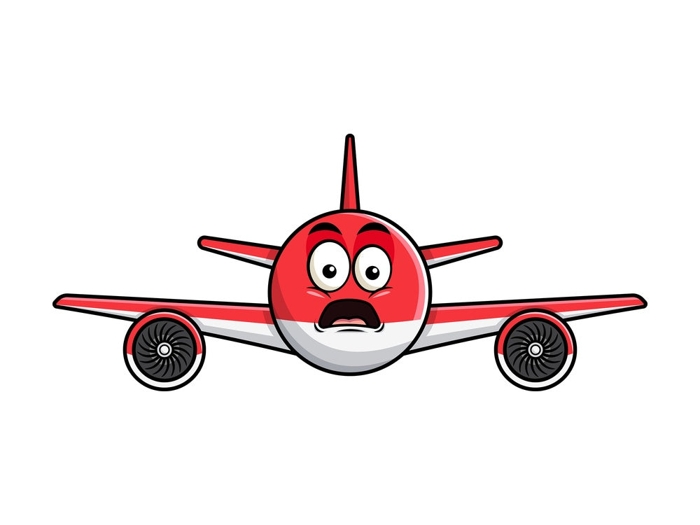 Shocked airplane emoticon. PNG - JPG and vector EPS file formats (infinitely scalable). Image isolated on transparent background.