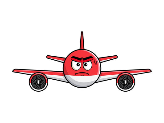 Annoyed airplane emoticon. PNG - JPG and vector EPS file formats (infinitely scalable). Image isolated on transparent background.