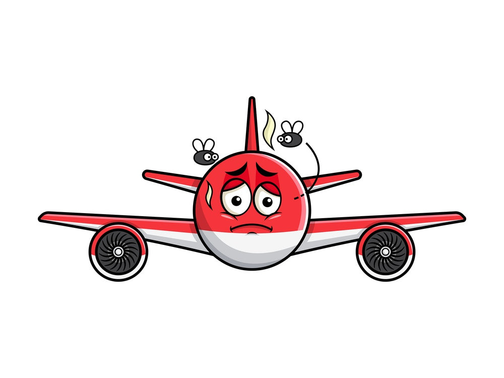 Stinky airplane going bad emoticon. PNG - JPG and vector EPS file formats (infinitely scalable). Image isolated on transparent background.