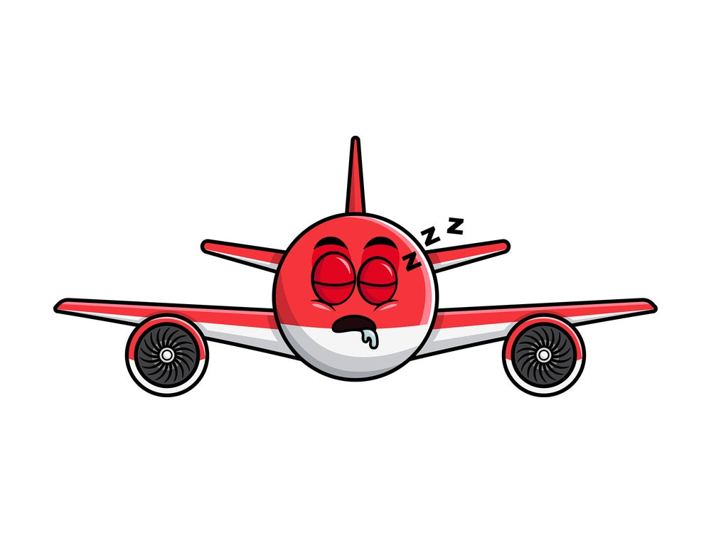 Sleeping airplane emoticon. PNG - JPG and vector EPS file formats (infinitely scalable). Image isolated on transparent background.