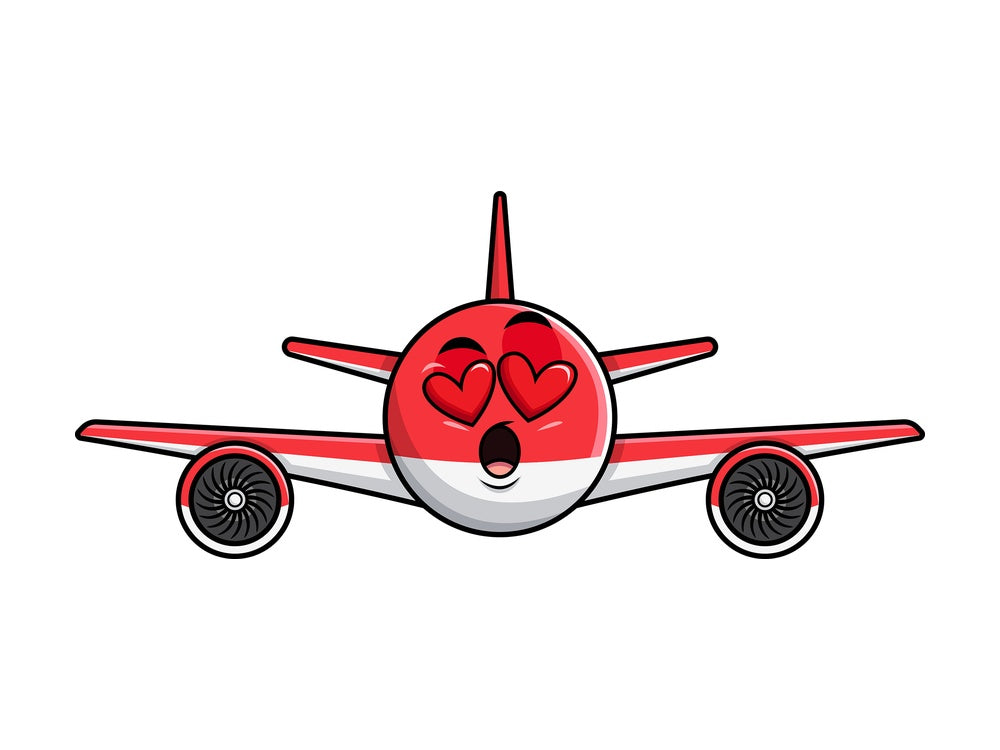 In love airplane emoticon. PNG - JPG and vector EPS file formats (infinitely scalable). Image isolated on transparent background.