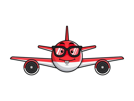 Nerdy airplane emoticon. PNG - JPG and vector EPS file formats (infinitely scalable). Image isolated on transparent background.