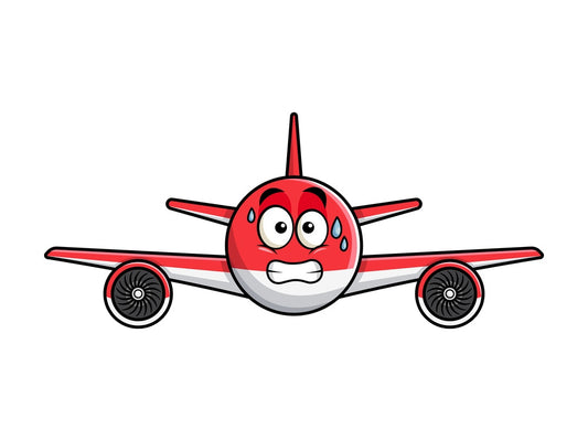 Sweating airplane emoticon. PNG - JPG and vector EPS file formats (infinitely scalable). Image isolated on transparent background.
