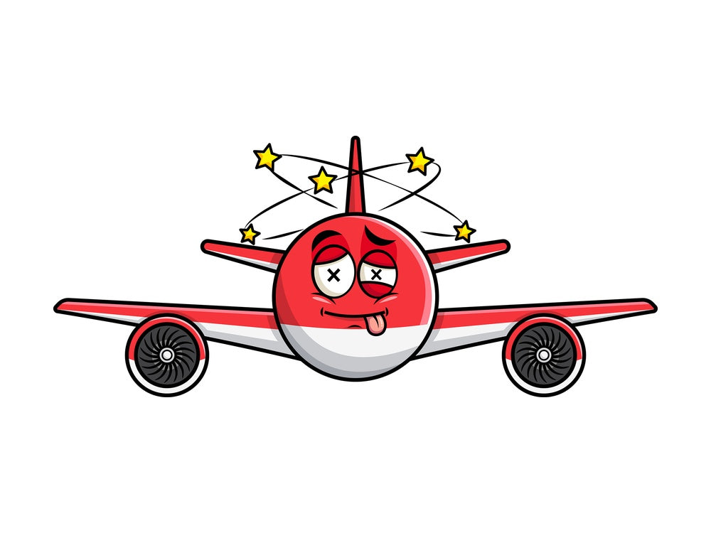 Beaten up airplane emoticon. PNG - JPG and vector EPS file formats (infinitely scalable). Image isolated on transparent background.