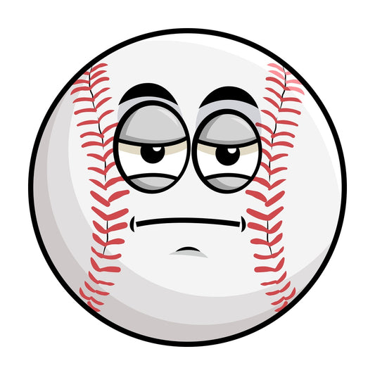 Heavy eyes baseball emoticon. PNG - JPG and vector EPS file formats (infinitely scalable). Image isolated on transparent background.