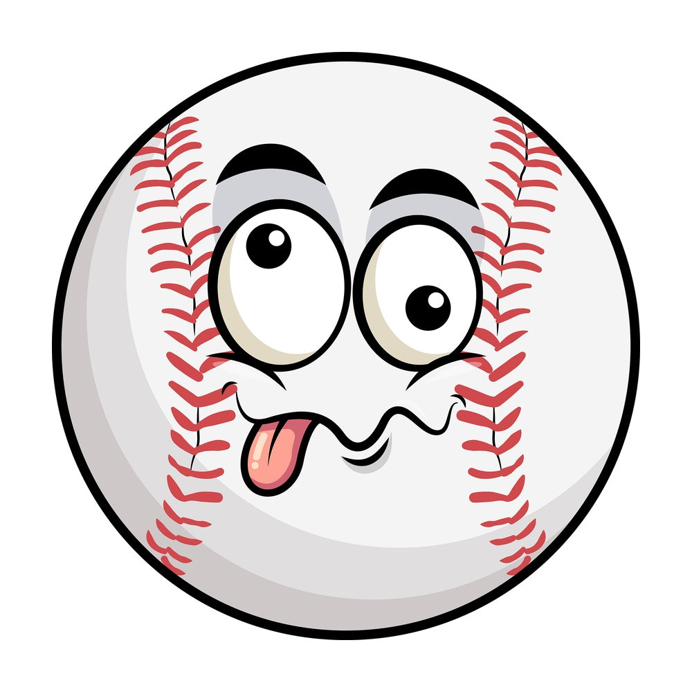 Goofy crazy eyes baseball emoticon. PNG - JPG and vector EPS file formats (infinitely scalable). Image isolated on transparent background.