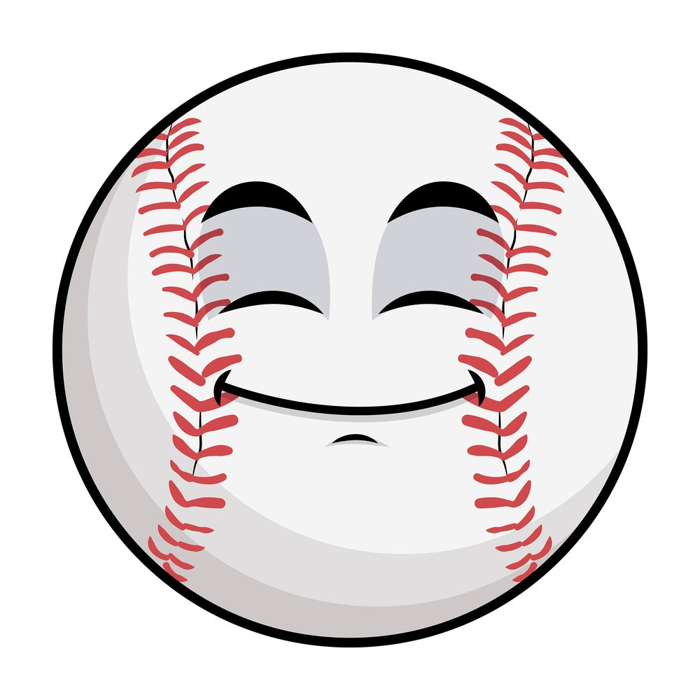 Happy looking baseball emoticon. PNG - JPG and vector EPS file formats (infinitely scalable). Image isolated on transparent background.