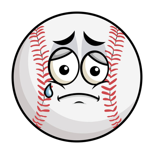 Teared up sad baseball emoticon. PNG - JPG and vector EPS file formats (infinitely scalable). Image isolated on transparent background.