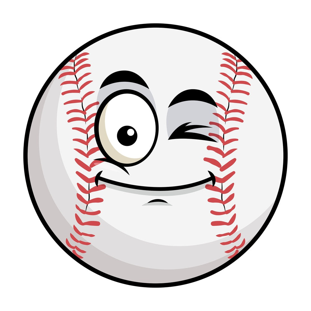 Winking baseball emoticon. PNG - JPG and vector EPS file formats (infinitely scalable). Image isolated on transparent background.
