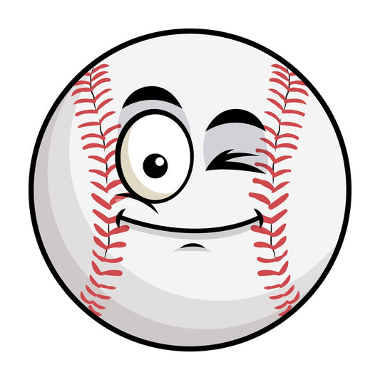Winking baseball emoticon. PNG - JPG and vector EPS file formats (infinitely scalable). Image isolated on transparent background.
