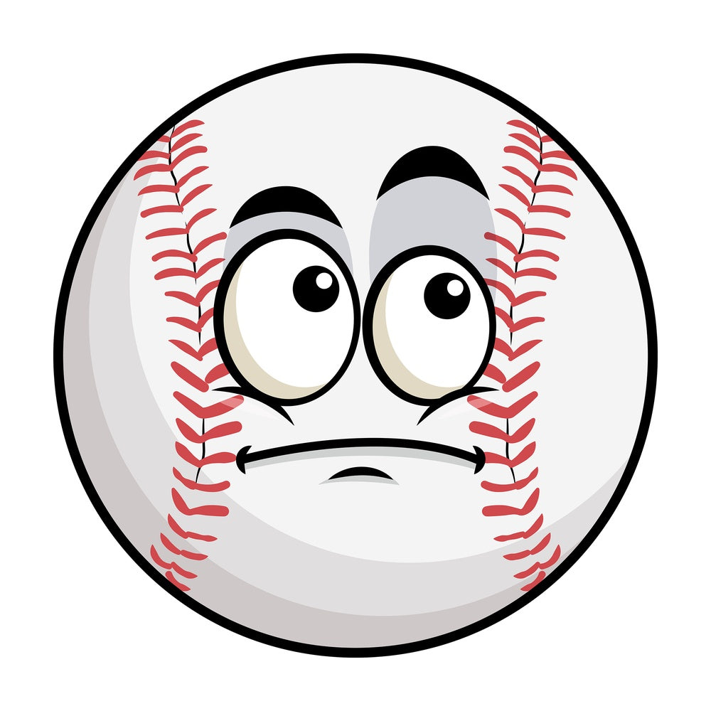 Wondering baseball emoticon. PNG - JPG and vector EPS file formats (infinitely scalable). Image isolated on transparent background.