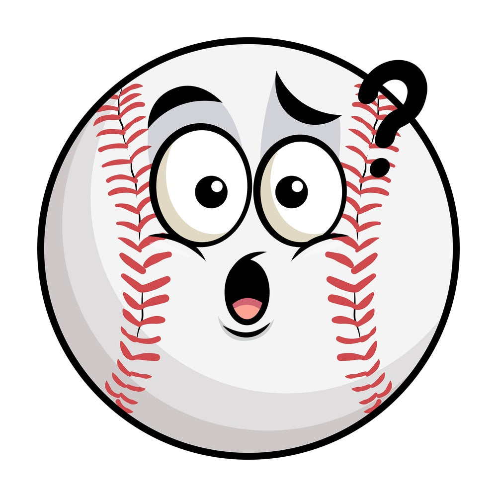 Confused baseball emoticon. PNG - JPG and vector EPS file formats (infinitely scalable). Image isolated on transparent background.