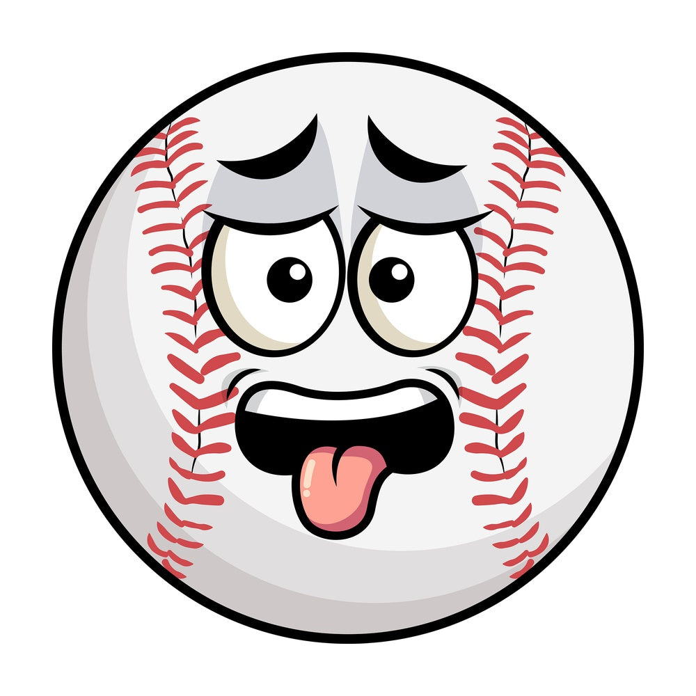 Disgusted baseball emoticon. PNG - JPG and vector EPS file formats (infinitely scalable). Image isolated on transparent background.
