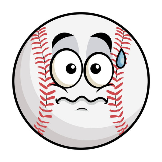 Nervous baseball emoticon. PNG - JPG and vector EPS file formats (infinitely scalable). Image isolated on transparent background.