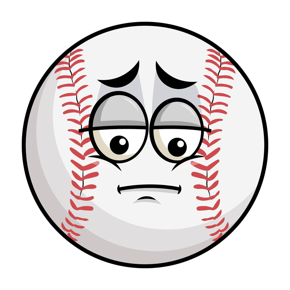 Depressed baseball emoticon. PNG - JPG and vector EPS file formats (infinitely scalable). Image isolated on transparent background.