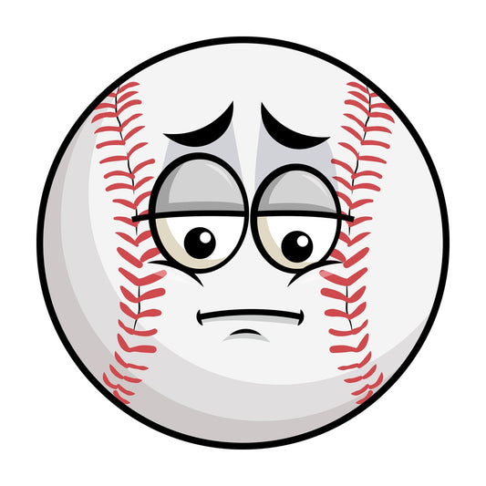Depressed baseball emoticon. PNG - JPG and vector EPS file formats (infinitely scalable). Image isolated on transparent background.