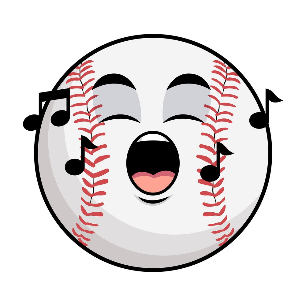 Singing baseball emoticon. PNG - JPG and vector EPS file formats (infinitely scalable). Image isolated on transparent background.
