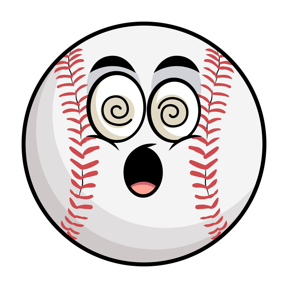 Stunned baseball emoticon. PNG - JPG and vector EPS file formats (infinitely scalable). Image isolated on transparent background.
