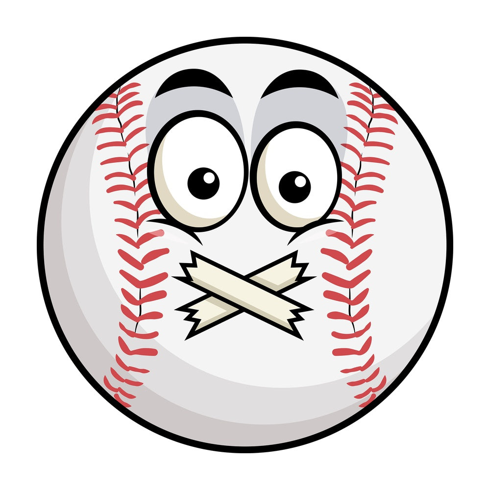 Taped mouth baseball emoticon. PNG - JPG and vector EPS file formats (infinitely scalable). Image isolated on transparent background.