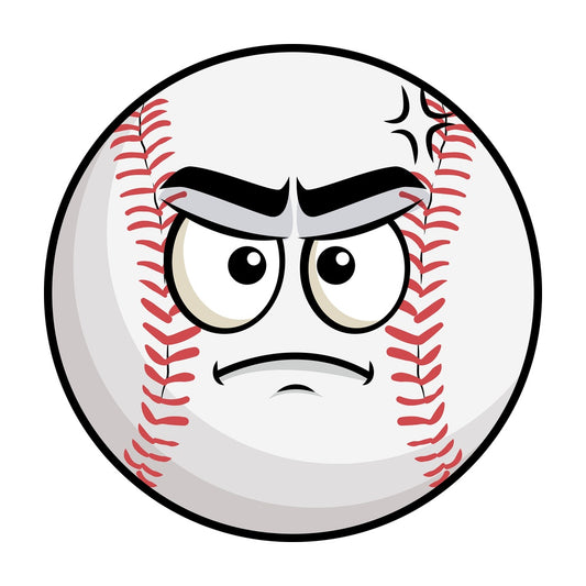 Annoyed baseball emoticon. PNG - JPG and vector EPS file formats (infinitely scalable). Image isolated on transparent background.