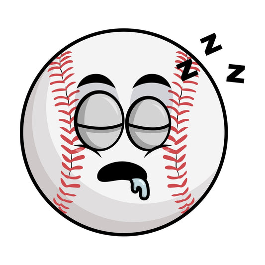 Sleeping baseball emoticon. PNG - JPG and vector EPS file formats (infinitely scalable). Image isolated on transparent background.