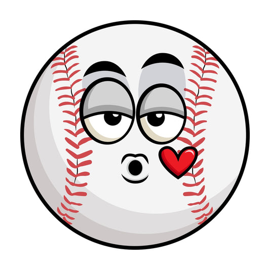 Baseball blowing a kiss emoticon. PNG - JPG and vector EPS file formats (infinitely scalable). Image isolated on transparent background.