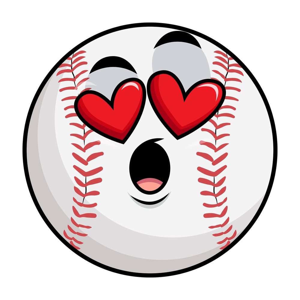 In love baseball emoticon. PNG - JPG and vector EPS file formats (infinitely scalable). Image isolated on transparent background.