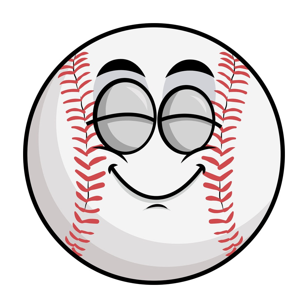 Delighted baseball emoticon. PNG - JPG and vector EPS file formats (infinitely scalable). Image isolated on transparent background.