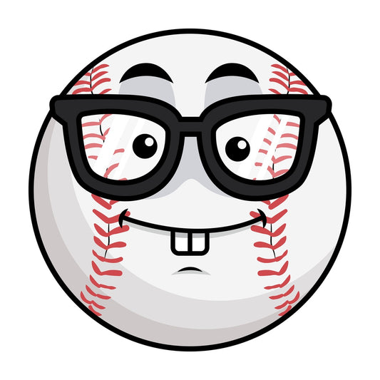 Nerdy baseball emoticon. PNG - JPG and vector EPS file formats (infinitely scalable). Image isolated on transparent background.
