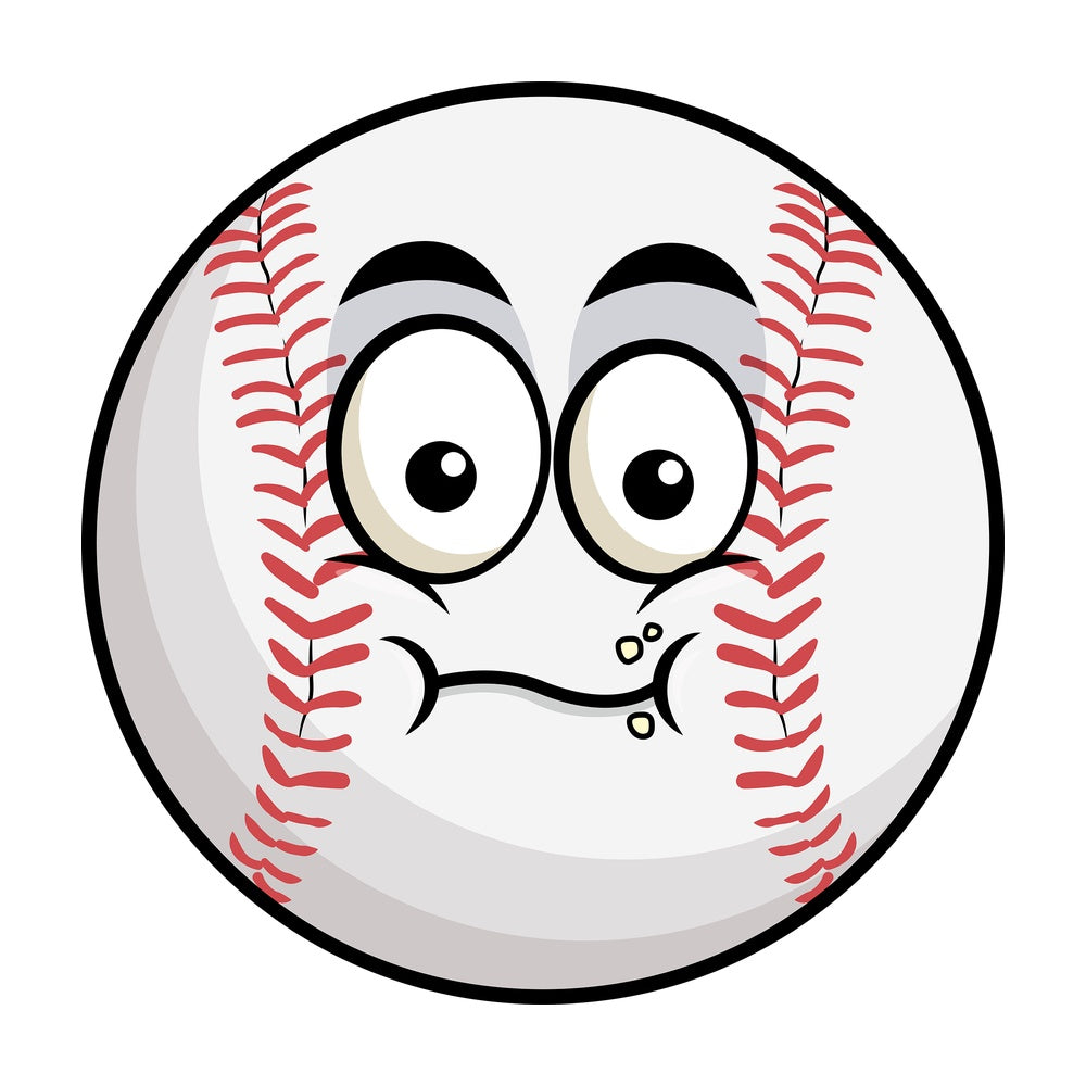 Chewing baseball emoticon. PNG - JPG and vector EPS file formats (infinitely scalable). Image isolated on transparent background.