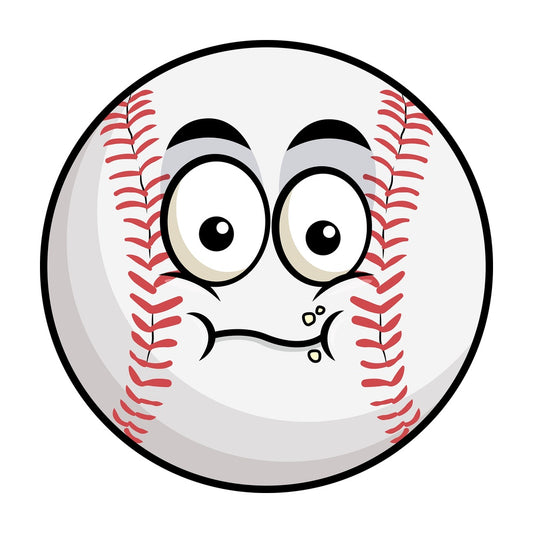 Chewing baseball emoticon. PNG - JPG and vector EPS file formats (infinitely scalable). Image isolated on transparent background.