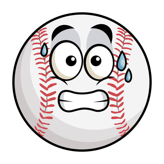 Sweating baseball emoticon. PNG - JPG and vector EPS file formats (infinitely scalable). Image isolated on transparent background.
