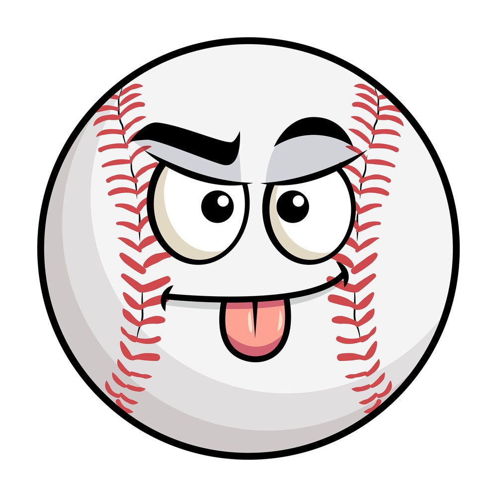 Sarcastic baseball emoticon. PNG - JPG and vector EPS file formats (infinitely scalable). Image isolated on transparent background.
