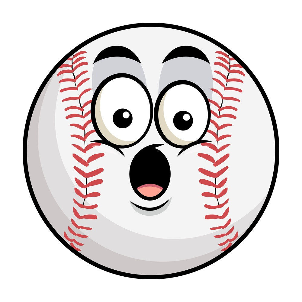 Surprised baseball emoticon. PNG - JPG and vector EPS file formats (infinitely scalable). Image isolated on transparent background.