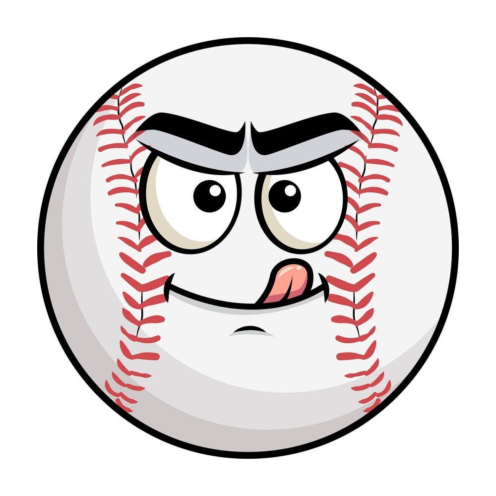 Evil look baseball emoticon. PNG - JPG and vector EPS file formats (infinitely scalable). Image isolated on transparent background.