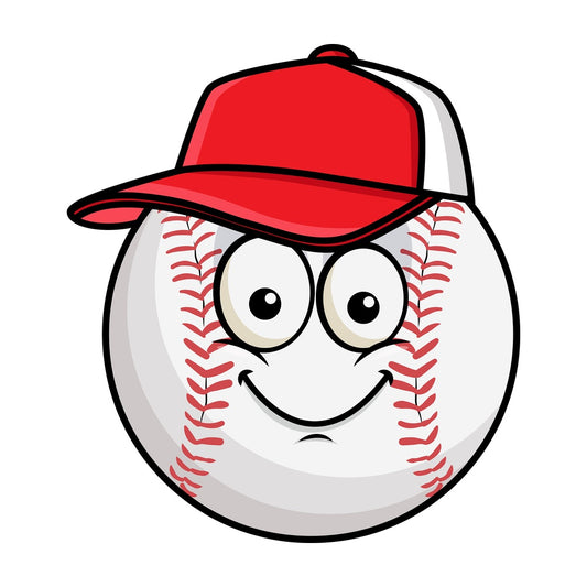 Baseball wearing hat emoticon. PNG - JPG and vector EPS file formats (infinitely scalable). Image isolated on transparent background.