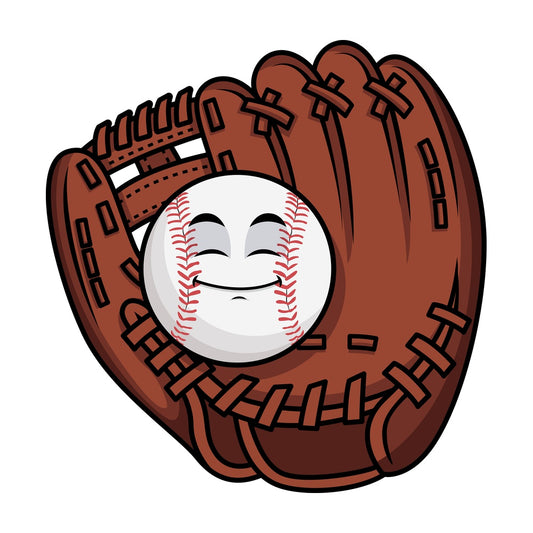 Baseball in catchers mitts emoticon. PNG - JPG and vector EPS file formats (infinitely scalable). Image isolated on transparent background.