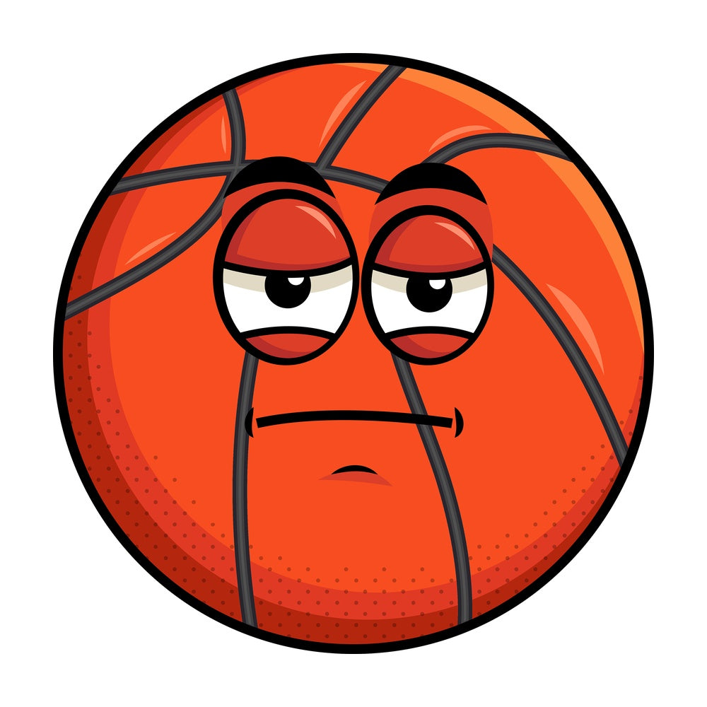 Heavy eyes basketball emoticon. PNG - JPG and vector EPS file formats (infinitely scalable). Image isolated on transparent background.