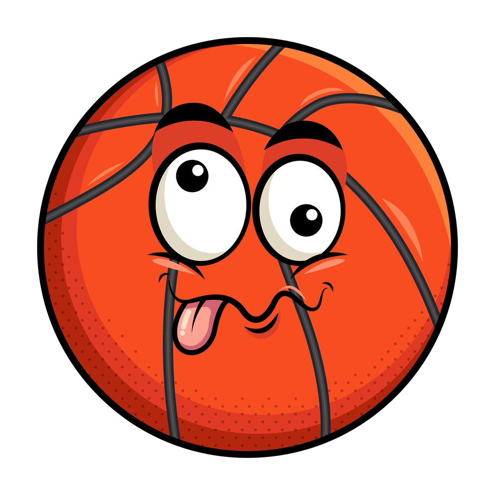 Goofy crazy eyes basketball emoticon. PNG - JPG and vector EPS file formats (infinitely scalable). Image isolated on transparent background.