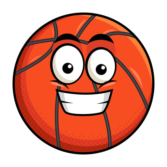 Grinning basketball emoticon. PNG - JPG and vector EPS file formats (infinitely scalable). Image isolated on transparent background.