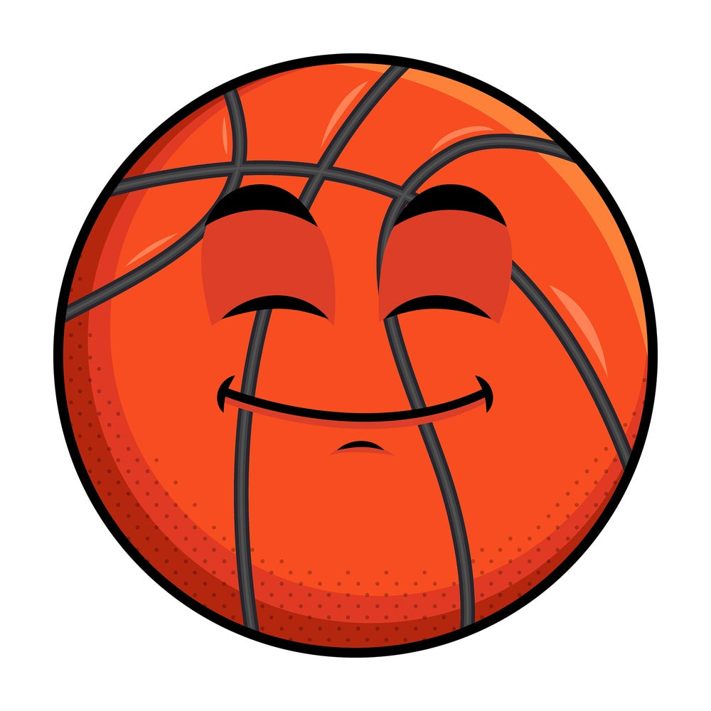 Happy looking basketball emoticon. PNG - JPG and vector EPS file formats (infinitely scalable). Image isolated on transparent background.