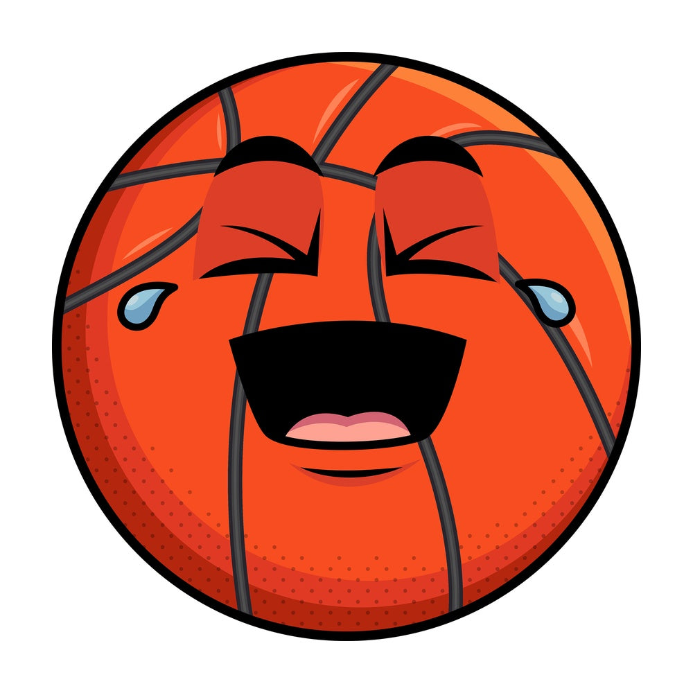 Laughing lol basketball emoticon. PNG - JPG and vector EPS file formats (infinitely scalable). Image isolated on transparent background.