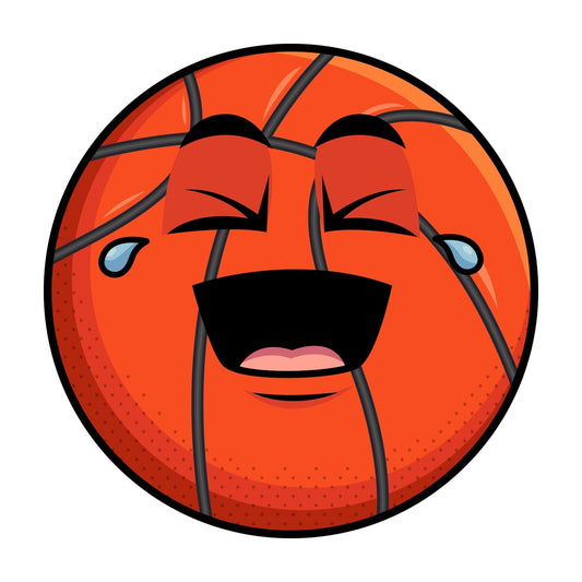Laughing lol basketball emoticon. PNG - JPG and vector EPS file formats (infinitely scalable). Image isolated on transparent background.