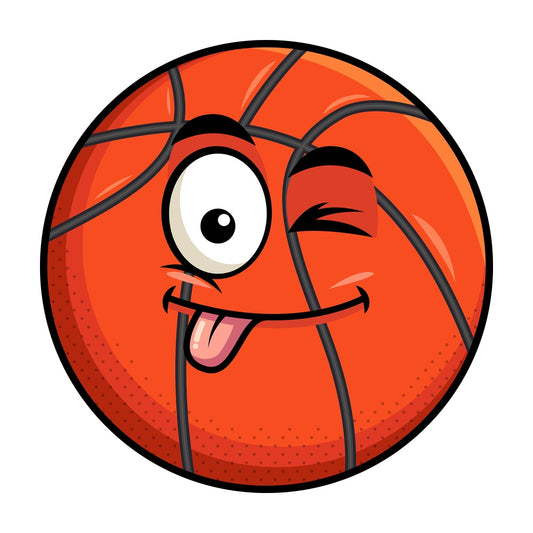 Winking tongue out basketball emoticon. PNG - JPG and vector EPS file formats (infinitely scalable). Image isolated on transparent background.
