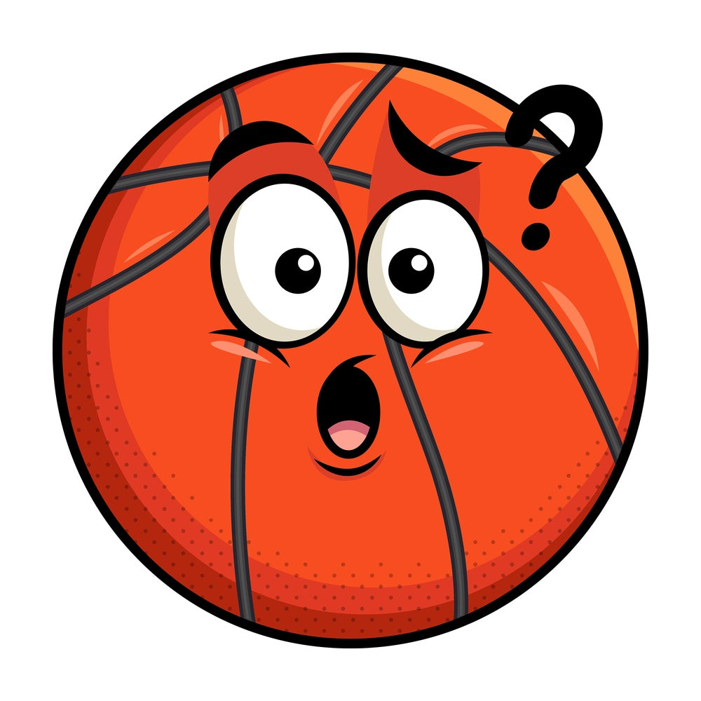 Confused basketball emoticon. PNG - JPG and vector EPS file formats (infinitely scalable). Image isolated on transparent background.