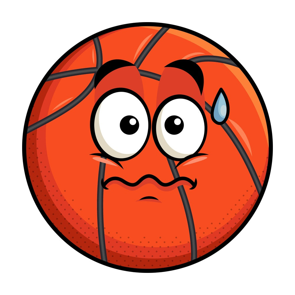 Nervous basketball emoticon. PNG - JPG and vector EPS file formats (infinitely scalable). Image isolated on transparent background.