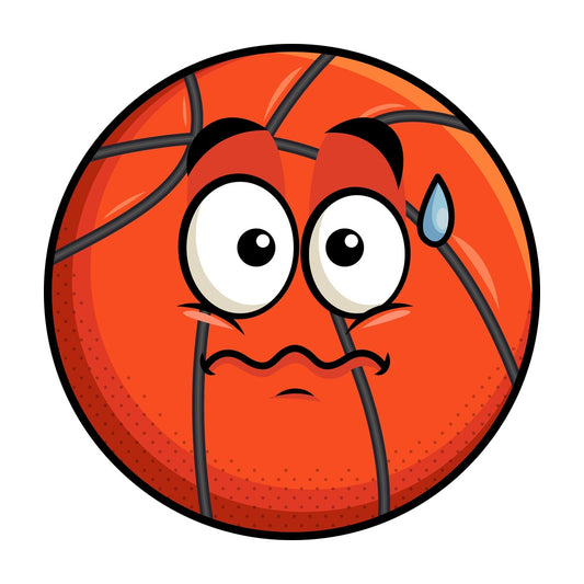 Nervous basketball emoticon. PNG - JPG and vector EPS file formats (infinitely scalable). Image isolated on transparent background.